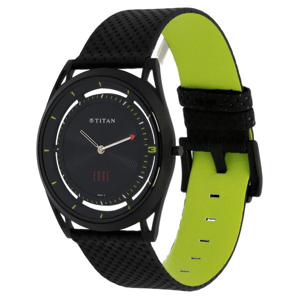 Titan Quartz Analog Black Dial Leather Strap Watch for Men - image number 1