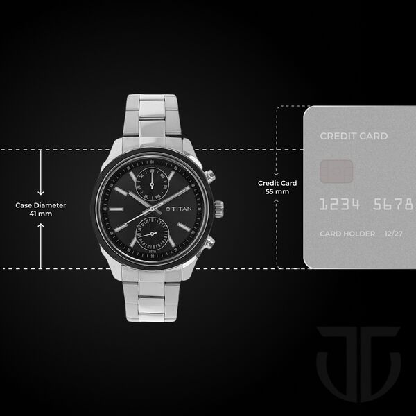 Titan Men's Metropolitan Luxe: Multifunction dark grey Dial with Two-Tone Stainless Steel Bracelet Watch - image number 2