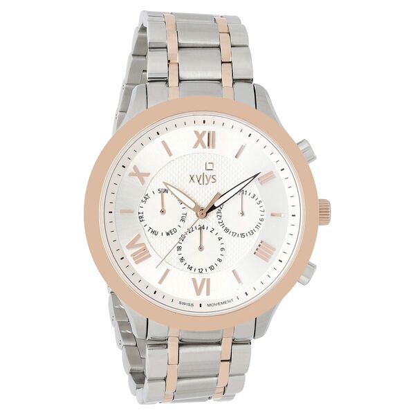 Xylys Swiss Multifunction Two Toned Stainless Steel Strap and White Dial Watch For Men - image number 1