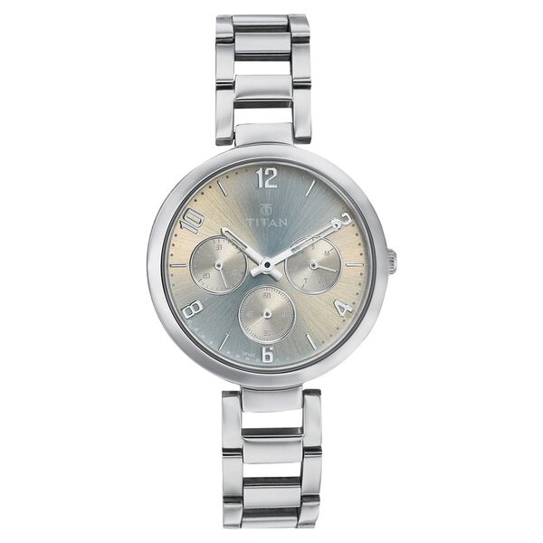 Titan Quartz Multifunction Grey Dial Stainless Steel Strap Watch for Women - image number 0