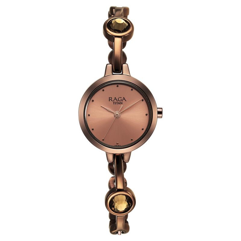 Titan Raga Viva Quartz Analog Rose Gold Dial Brown Metal Strap Watch for Women - image number 0