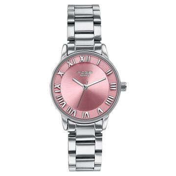 Sonata Poze Quartz Analog Pink Dial Silver Metal Strap Watch For Women