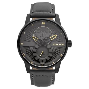 Police Quartz Analog Grey Dial Leather Strap Watch for Men