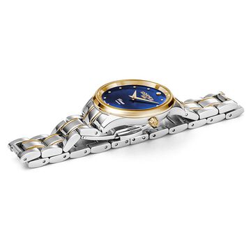Roamer Venus Diamond Quartz Analog Blue Mother Of Pearl Dial Two Toned Stainless Steel Strap Watch For Women