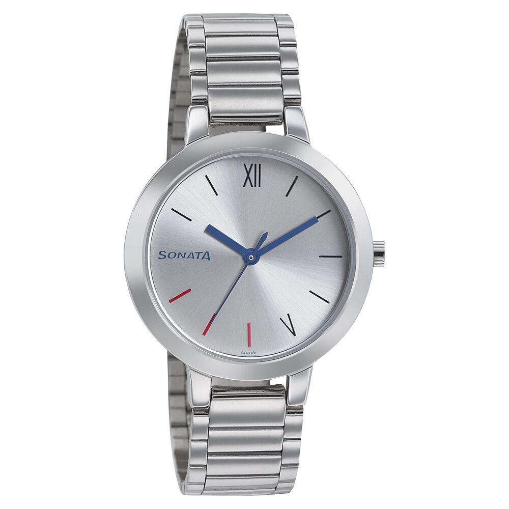 Buy Online Sonata Quartz Analog Blue Dial Stainless Steel Strap