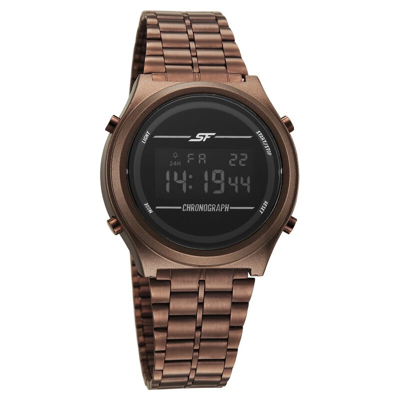 SF CirQle Digital Dial Brown Stainless Steel Strap Watch For Men