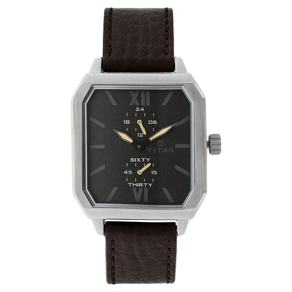 Titan Quartz Multifunction Black Dial Strap Leather Strap Watch for Men - image number 0