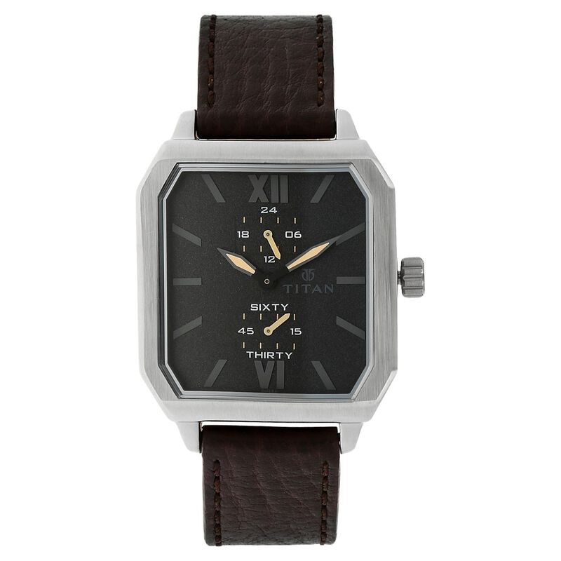 Titan Quartz Multifunction Black Dial Strap Leather Strap Watch for Men
