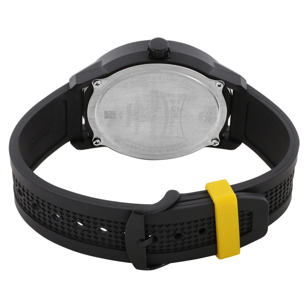 Buy Online Sonata CSK Quartz Analog Black Dial TPU Strap Unisex Watch 77085pp06 Titan