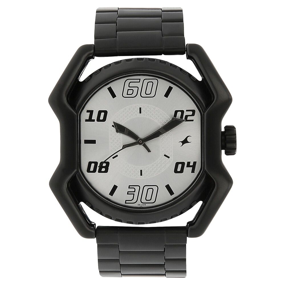 Fastrack Quartz Analog Silver Dial Stainless Steel Strap Watch for Guys