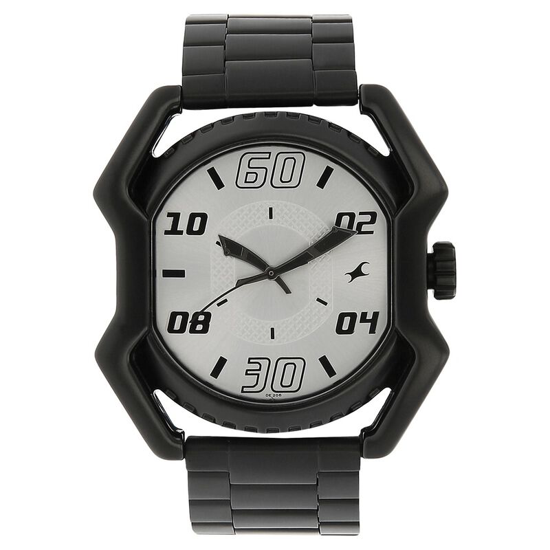 Fastrack Quartz Analog Silver Dial Stainless Steel Strap Watch for Guys