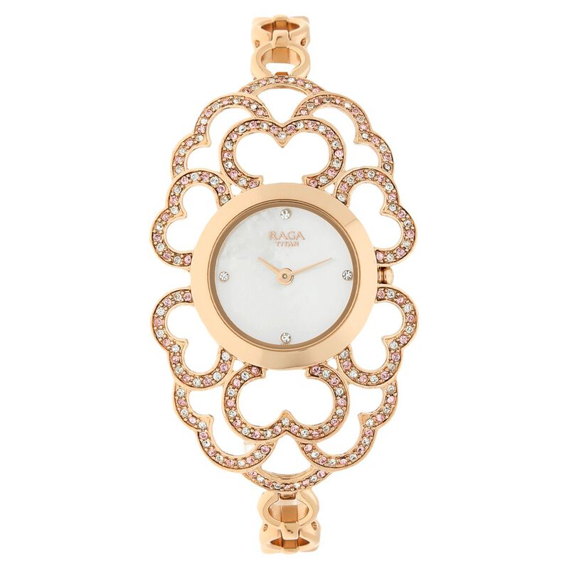 Titan Raga Moonlight Mother of Pearl Dial Women Watch With Metal Strap