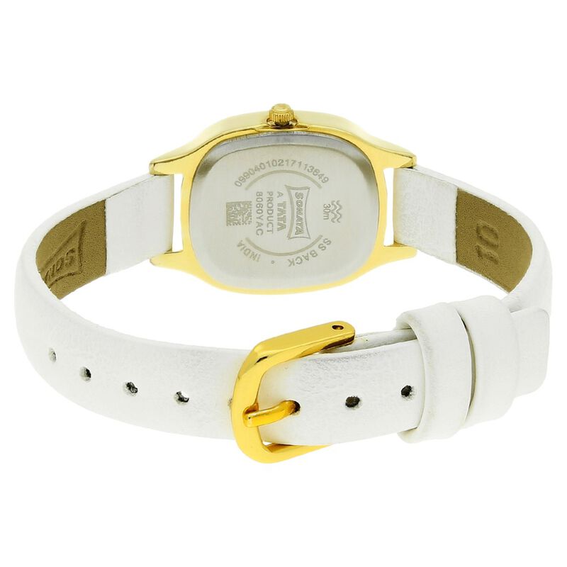 Sonata Quartz Analog White Dial Leather Strap Watch for Women - image number 3