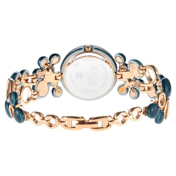 Titan Quartz Analog Blue Dial Metal Strap Watch for Women - image number 4