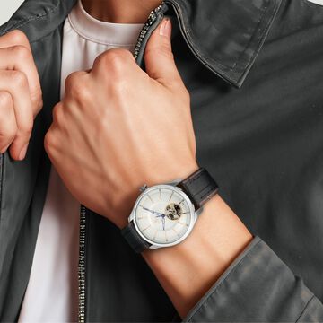 Titan Magnate Automatic White Dial Blue Leather Strap Watch for Men