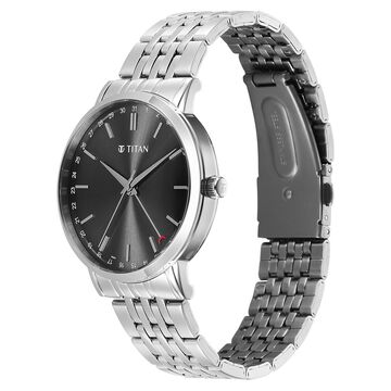 Titan Elegance Analog with Date by Hand and Dark Grey Dial Stainless Steel Strap Watch for Men