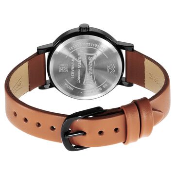 Sonata Essentials Black Dial Leather Strap Watch for Women