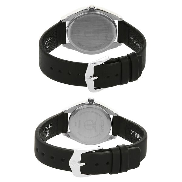 Titan Analog with Day and Date Silver Dial Leather Strap watch for Couple - image number 3