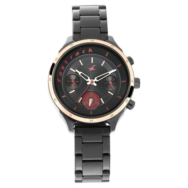 Fastrack All Nighters Quartz Analog Black Dial Stainless Steel Strap Watch for Girls - image number 1