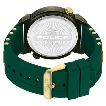 Police Quartz Analog Black Dial Green Colour Silicone Strap Watch For Men