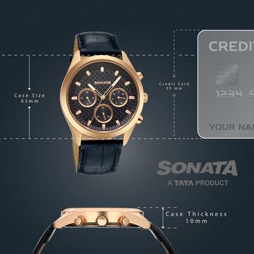 Sonata Multifunction Blue Dial Blue Leather Strap Watch For Men
