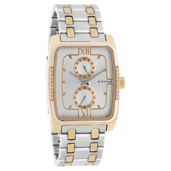 Titan Quartz Analog Silver Dial Stainless Steel Strap Watch for Men - image number 1