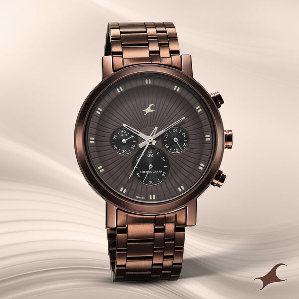 Buy Online Fastrack Kronos Multifunction Brown Dial Stainless