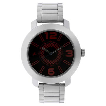 Fastrack Checkmate Quartz Analog Black Dial Stainless Steel Strap Watch for Guys