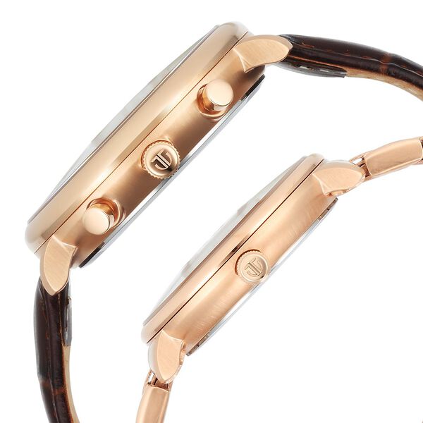 Titan Bandhan Quartz Analog with Date Brown Leather and Stainless Steel Strap for Couple - image number 3
