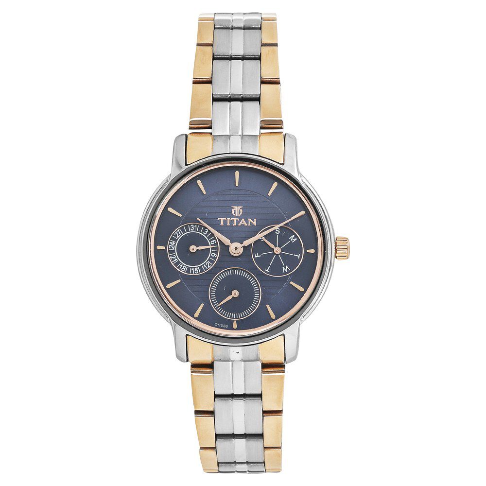 Buy Online Titan Workwear Blue Dial Women Watch With Stainless Steel Strap nn2589km02 Titan