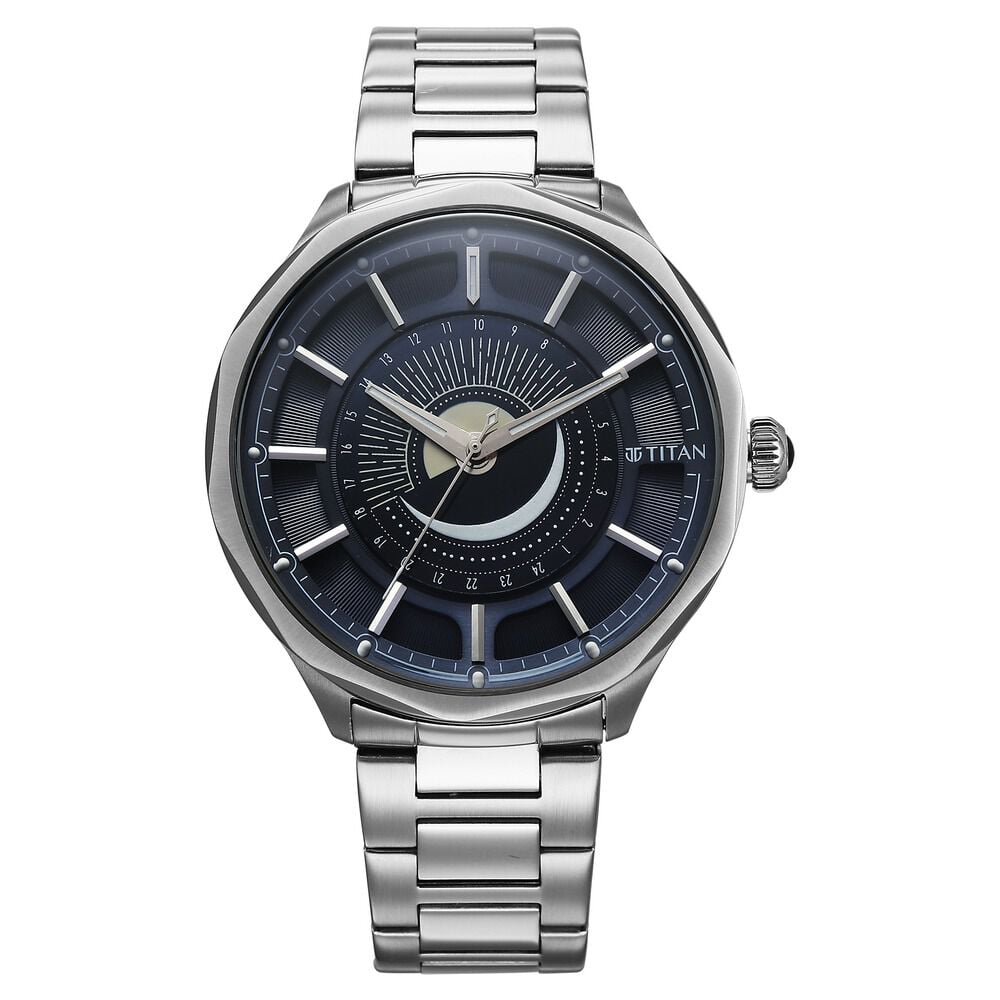 Buy Online Titan Stellar Analog with Sun Moon Phase and Blue Dial