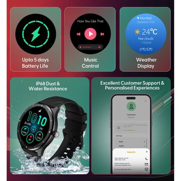 Fastrack Revoltt FR2 with 3.50 cm UltraVU Display, Advanced Blazing Fast UI, Working Crown, IP68 Smartwatch