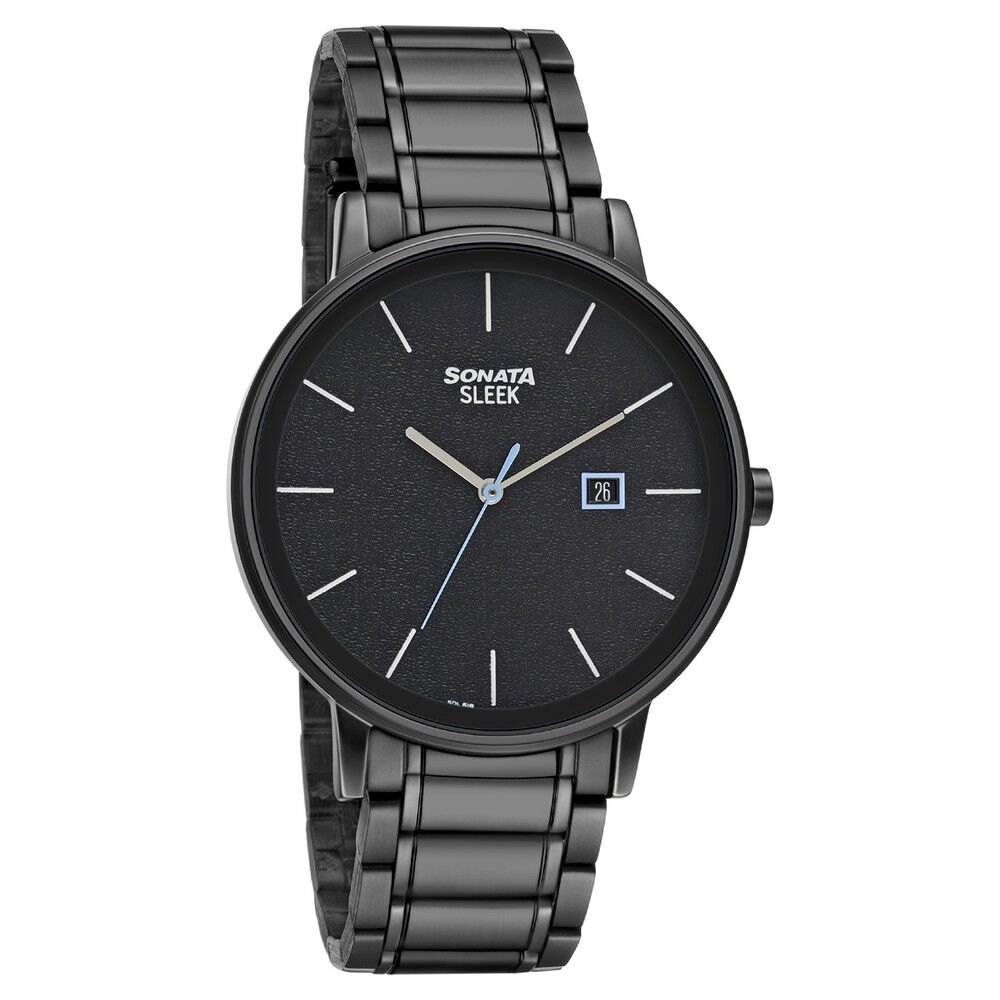 Buy Online Sonata Quartz Analog Blue Dial Stainless Steel Strap