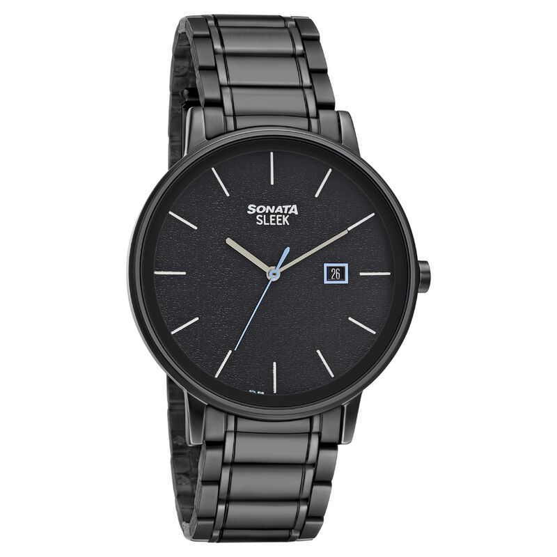 Sonata Quartz Analog with Date Stainless Steel Strap Watch for Men