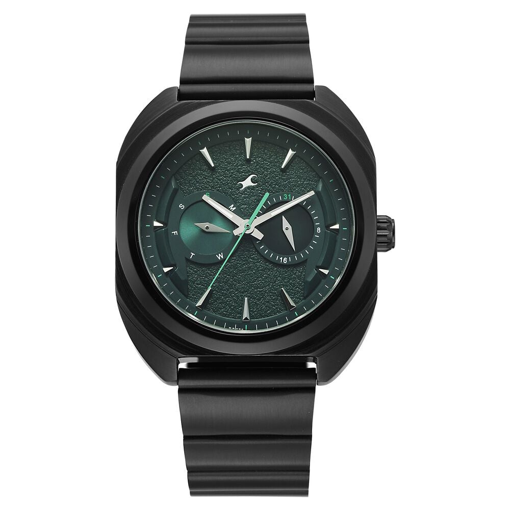 Fastrack Wild Analog with Green Dial Black Metal Strap Watch for Guys-image-35
