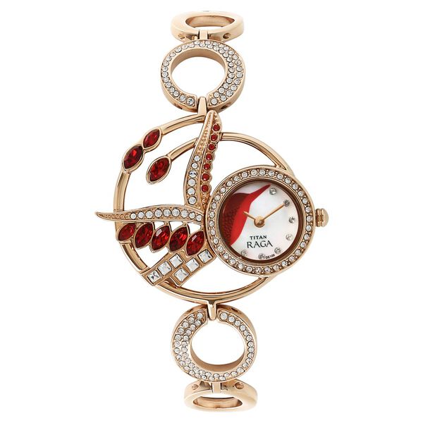 Titan Quartz Analog Mother of Pearl Dial Metal Strap Watch for Women - image number 0