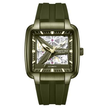 Kenneth Cole-Automatic Green Dial Green Silicone Strap Watch For Men