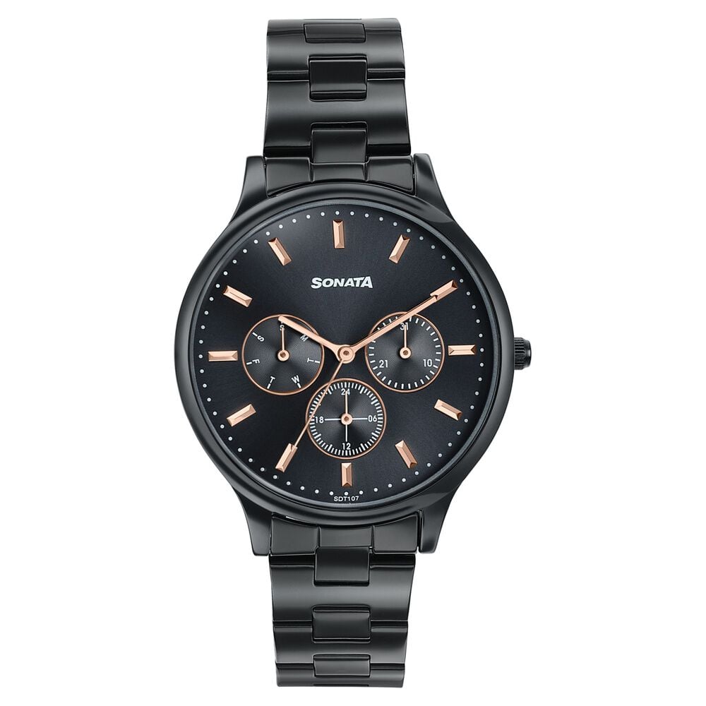 Sonata Women's Work Wear braitiful black Watch - Premium Multifunction design for everyday style-image-1