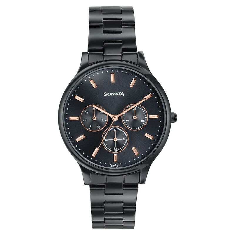 Sonata Women's Work Wear braitiful black Watch - Premium Multifunction design for everyday style