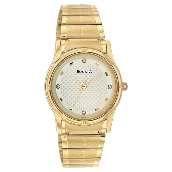 Sonata Quartz Analog Champagne Dial Strap Watch for Men - image number 0