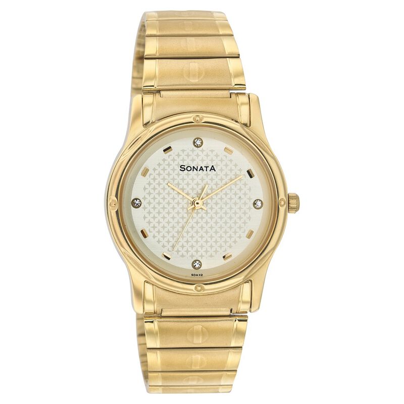 Sonata Quartz Analog Champagne Dial Strap Watch for Men