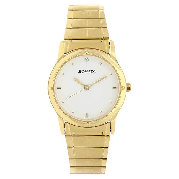Sonata Quartz Analog White Dial Stainless Steel Strap Watch for Men - image number 0