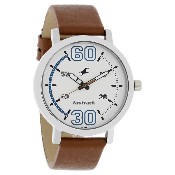 Fastrack Fundamentals Quartz Analog White Dial Leather Strap Watch for Guys - image number 1