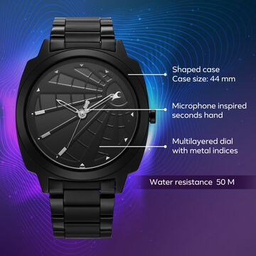 Fastrack Groove Quartz Analog Black Dial Guys Stainless Steel Watch