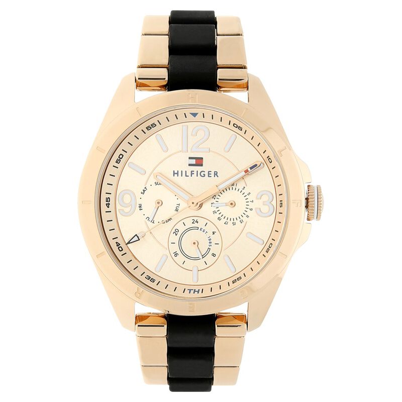 Tommy Hilfiger Quartz Multifunction Rose Gold Dial Bimetal Strap Watch for Women