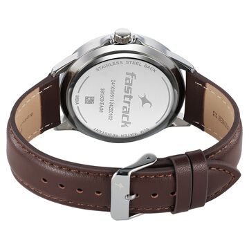 Fastrack Stunners X Quartz Analog Green Dial Leather Strap Watch For Guys