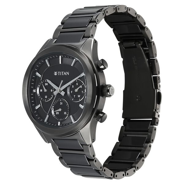 Titan Classique Ceramic Fusion Men's Multi-Function Watch with Glossy Steel Case & Mineral Crystal - image number 2