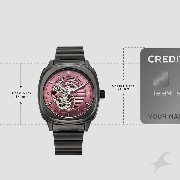 Fastrack Automatics Collection Pink Dial Grey Stainless Steel Strap Watch For Guys - image number 3