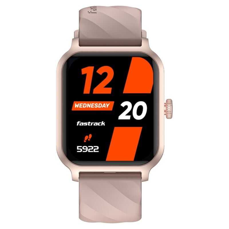 Fastrack Rave FX2 with 4.64 cm UltraVU HD Display, SingleSync BT Calling, Functional Crown with Beige Strap