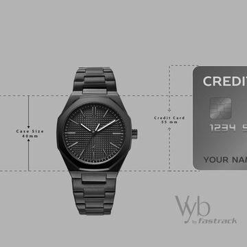 Vyb Challenger By Fastrack Quartz Analog Black Dial Black Stainless Steel Strap Watch For Guys